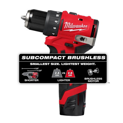Milwaukee 3401-22 M12™ Subcompact Brushless 3/8" Drill/Driver Kit